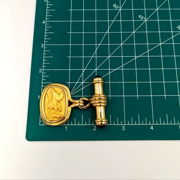 Gripoix Bar Brooch Gold Tone With Greek/Roman Style Pendant Horse Chariot Athena - Picture 10 of 11